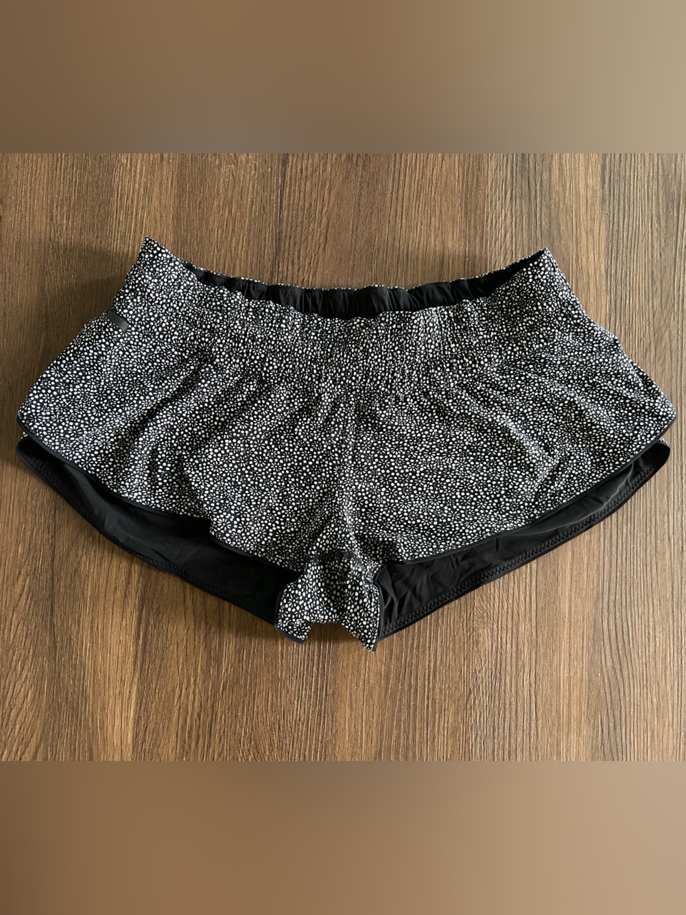 lululemon athletica Black and White Dot Print Athletic Shorts